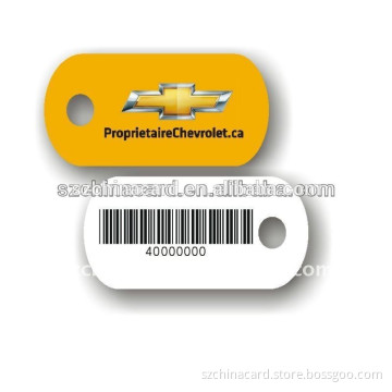 High Quality Hot sell Die Cut small Custom Barcode Key Tags